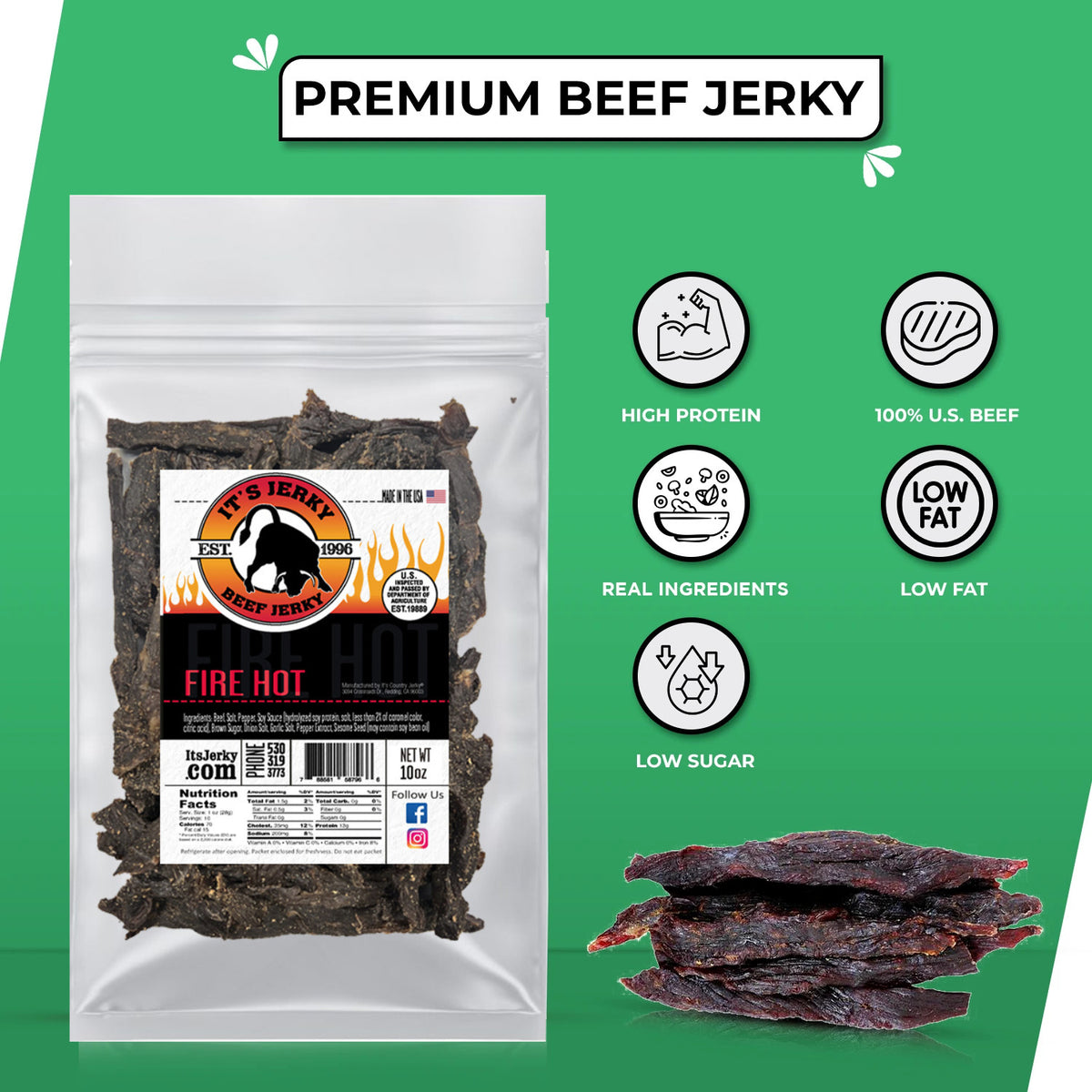 Hot Beef Jerky | Fire Hot Beef Jerky | It&#39;s Jerky