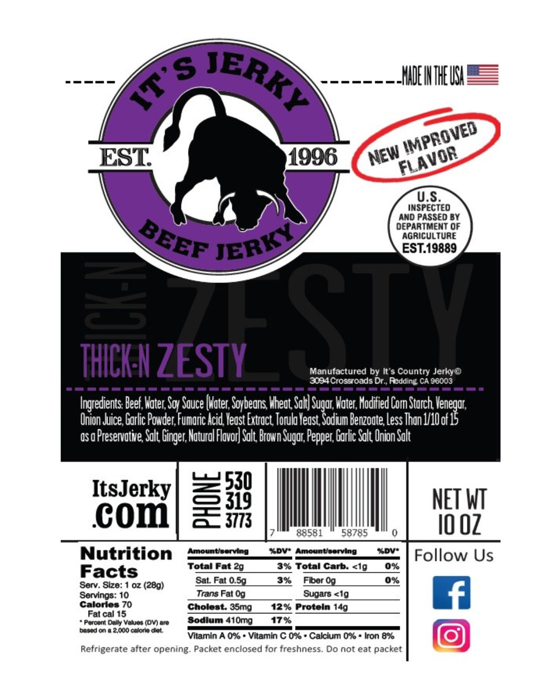 Thick-N-Zesty Beef Jerky 10oz