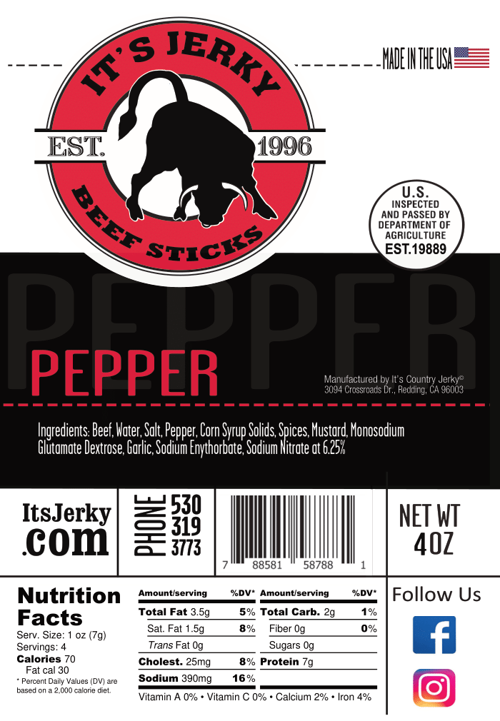 Pepper Beef Sticks | Pepper Flavored Beef Sticks | It&#39;s Jerky