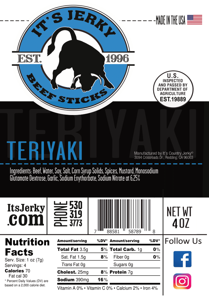 Teriyaki Beef Sticks | Teriyaki Premium Beef Sticks | It&#39;s Jerky